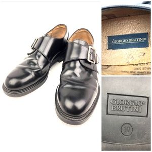 Georgio Brutini Black Buckle Monk Strap Size 10D